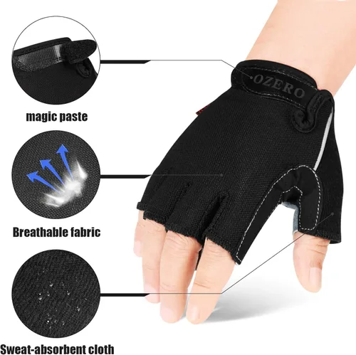 Vista 4 de OZERO Guantes de ciclismo sin dedos para hombres y mujeres guantes de bicicleta de montaña para montar entrenamiento motocicleta