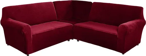 Vista 18 de YOPOIY Fundas de terciopelo para sofá esquinero, 3 piezas, en forma de L, alta elasticidad, suave y lavable a máquina, protector de muebles