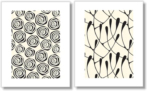Vista 2 de Mid Century Modern Wall Art Prints - Botanical Abstract Pattern Wall Decor - (Set of 6) - 8x10 - Unframed (Black/Cream)