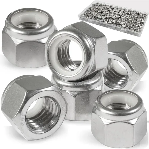 Vista 18 de Paquete de 20 tuercas de bloqueo de 1/2"-13 pulgadas, tuercas de bloqueo de acero inoxidable 304 (A2-70) con inserto de nailon, tuercas de bloqueo