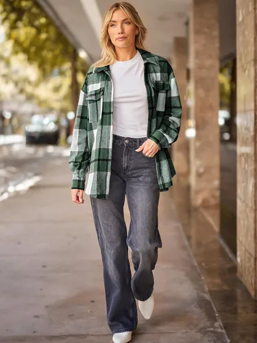 Vista 5 de AUTOMET Womens Casual Plaid Shacket Button Down Long Sleeve Shirts 2024