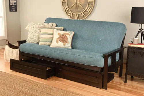 Vista 4 de Kodiak Futons Monterey - Marco de futón con cajones, incluido, color nuez Solo marco