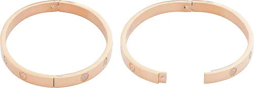 Vista 2 de My Daily Styles Pulsera de acero inoxidable con bisagras CZ para mujer, tamaño 7 pulgadas Rosa