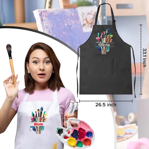 Vista 7 de Personalized Painting Apron with Custom Name, Mother's Day Gift for Mom, Personalized Adjustable Apron for Painter, Women