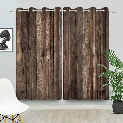 Vista 9 de Cortinas rústicas para ventana de puerta de granero, puerta de madera gris, puerta de garaje, tratamiento de ventana para sala de estar, dormitorio