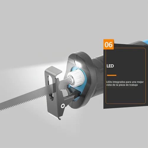 Vista 5 de NEWONE Herramienta de corte de sierra recíproca de 20 V con cargador de 2.5 A, luz de trabajo LED, cambio de hoja sin herramientas, 7 hojas
