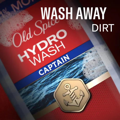 Vista 7 de Old Spice Gel de baño hidratante para hombres, Hydro Wash, aroma e hidratación profunda 2 en 1, ducha fresca 24/7, aroma capitán con niebla oceánica