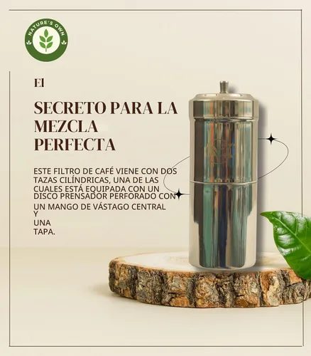 Vista 2 de Nature's Own Cafetera con filtro Phin del sur de la India, de acero inoxidable, cafetera Madras de 3 a 4 tazas, cafetera permanente Kaapi