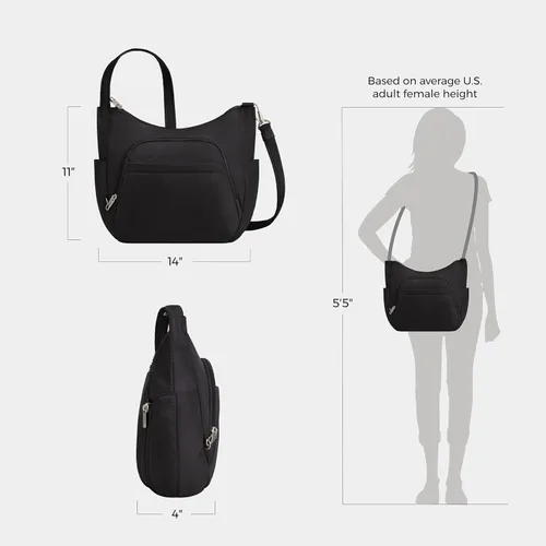 Vista 5 de Travelon - Bolso antirrobo clásico tipo bandolera con asa superior Negro