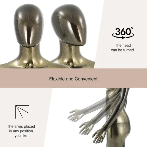 Vista 4 de Maniquí femenino de cuerpo completo color bronce - 177,8 cm de exhibición realista de maniquí con cabeza y brazos ajustables, maniquíes desmontables