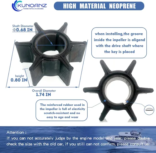 Vista 6 de Kit de reparación de impulsor de bomba de agua 361873220 361-87322-0/0M para Nissan Tohatsu 25 30 40 HP 2-Stroke fuera de borda 25HP 30HP 40HP