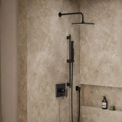 Vista 2 de Kohler K-26273-G-BL Honesty - Kit de ducha con cabezal de ducha, ducha de mano y molduras, 1.75 gpm, negro mate
