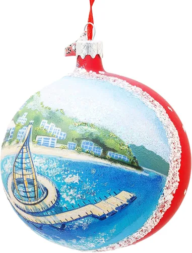 Vista 7 de Malecón Boardwalk, Puerto Vallarta, México bola de cristal adorno de Navidad 4 pulgadas