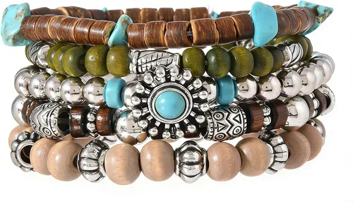 Vista 53 de Pulsera Gótica Ajustable de Cuero Trenzado Punk Multicapa de Estilo Grunge, Conjunto de Pulseras Emo con Brazalete de Metal, Envoltura