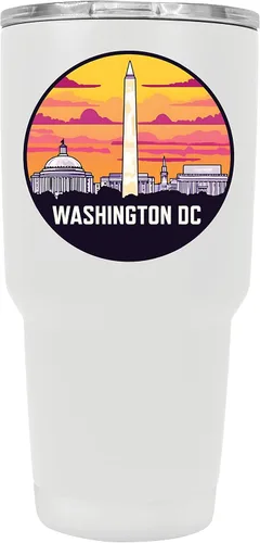 Vista 16 de Washington, D.C. Souvenir - Vaso aislado de acero inoxidable, 24 onzas, color negro, A