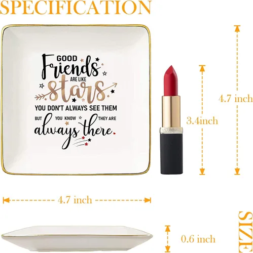 Vista 2 de Nordic Runes Regalos de buena amiga para mujeres, plato de anillo de cerámica, regalo de amistad para mejores amigos. Cumpleaños, Navidad, regalo