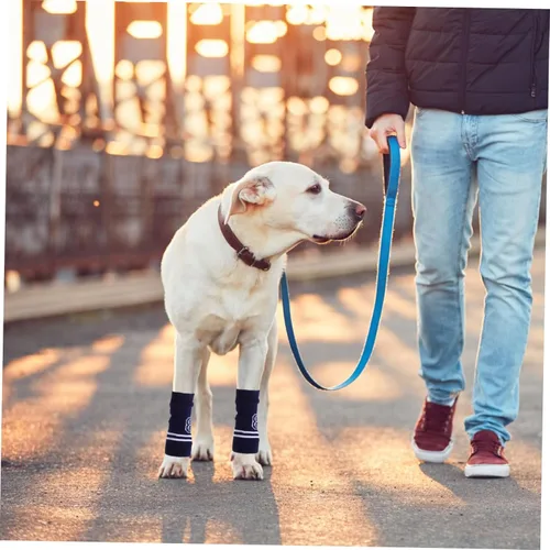 Vista 7 de 4 piezas calentadores de piernas de perro, mangas protectoras de codo, calcetines de punto duraderos para perros, protección integral para codos