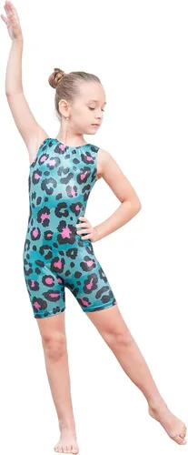 Vista 2 de EQSJIU Leotardos de gimnasia para niñas y niños mosaico sirena mariposa estrellas leopardo galaxia teñido anudado cosmos leopardo