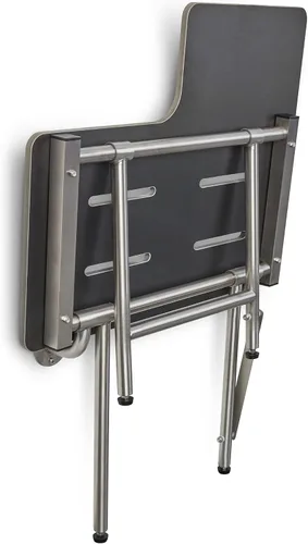 Vista 5 de Seachrome Asiento de ducha plegable reversible negro de 26 x 22.5 pulgadas con patas, compatible con ADA