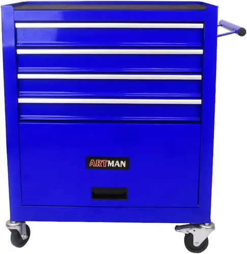 Vista 7 de Carrito de herramientas con ruedas y cajones mecánicos, caja de herramientas resistente con cerradura, carrito de herramientas multifuncional