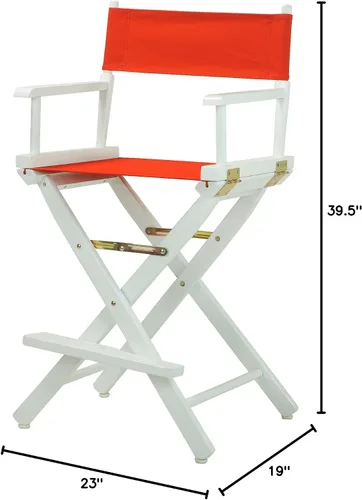 Vista 7 de Casual Home - Silla de director de 24 pulgadas, marco blanco con lienzo rojo, altura de mostrador