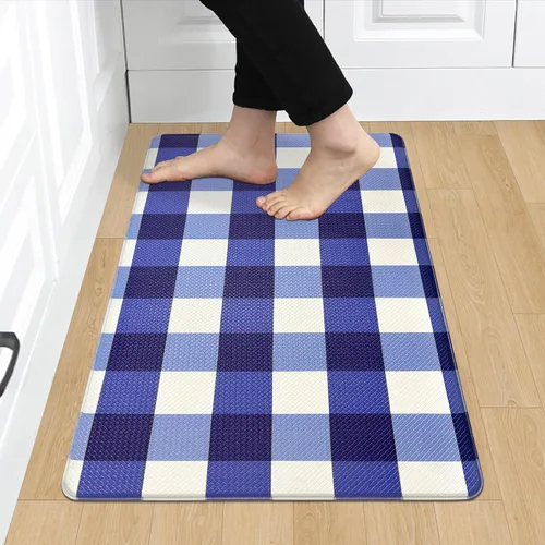 Vista 13 de Tapete Largo de Cocina y Alfombra Tapetes Antifatiga para Piso de Cocina Corredor 17.3''x71'' Negro Rojo Buffalo a Cuadros Corredor Alfombra