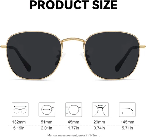 Vista 4 de Fozono Retro Square Polarized Sunglasses for Women Men Small Frame Vintage Classic Style UV400 Protective