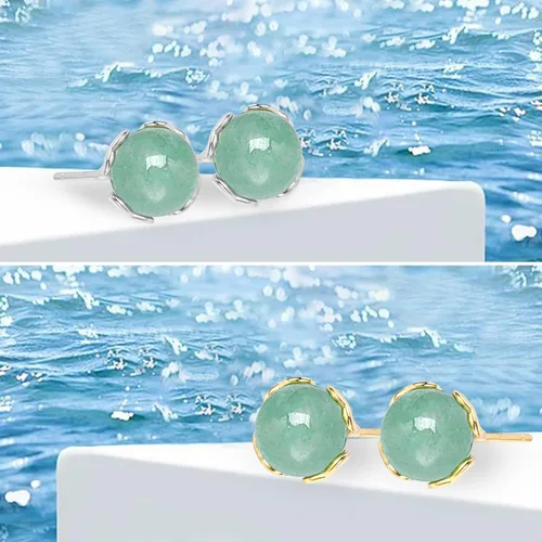 Vista 72 de Jade Earrings Studs,Green Jade Earrings for Women,925 Sterling Silver Earrings Studs for Sensitive Ears,Handmade Jade Earrings for Birthday