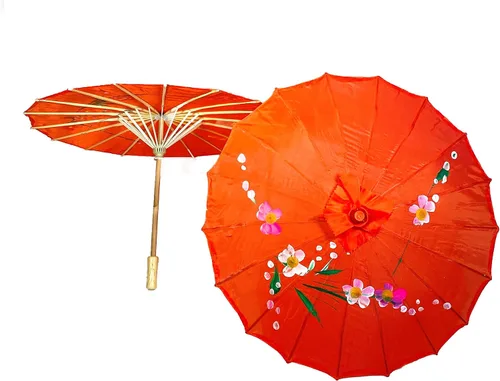 Vista 2 de TJ Global Pack de 2 sombrillas japonesas chinas tamaño 22.0 in para bodas, fotografías, disfraces, cosplay, decoración y otros eventos, 2 paraguas