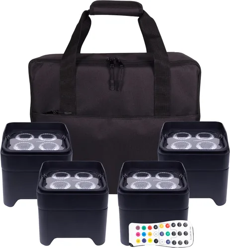 Vista 8 de ColorKey MobilePar Mini Hex 4 inalámbrico alimentado por batería RGBAW+UV Uplight DJ Light (CKW-6020B)