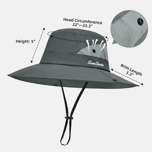 Vista 67 de Rosoz Sombreros de cola de caballo para mujer, protección UV, ala ancha 1 paquete-negro