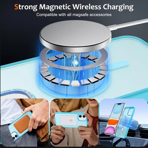 Vista 873 de Anuck - Funda magnética para iPhone 11 compatible con MagSafe, carcasa trasera mate translúcida dura, borde de TPU, delgada, resistente a impactos