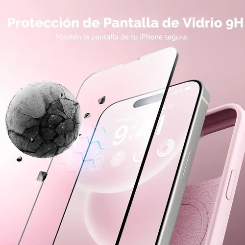 Vista 4 de GONEZ Funda magnética para iPhone 15 Pro, compatible con MagSafe, [protector de pantalla + protector de lente de cámara], funda protectora