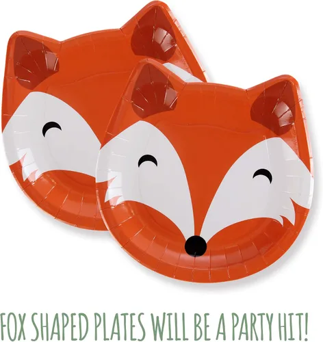 Vista 6 de Pop Fizz Designs Woodland Creatures Party Pack Platos, servilletas, vasos, cubiertos y envoltorios de cupcakes