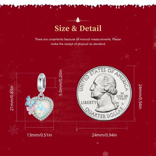Vista 3 de VOROCO Dije de plata de ley 925 con forma de corazón para pulsera, Navidad, día de la madre, cumpleaños, joyería perfecta para mamá, abuela, hija