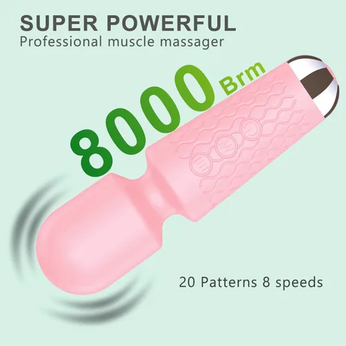 Vista 2 de Masajeador personal de espalda, masajeador de mano impermeable y recargable, 20 velocidades, 8 patrones, masaje de vibración, perfecto para Rosa