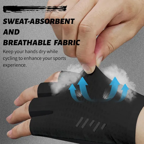 Vista 2 de VXW Guantes de ciclismo para hombres y mujeres, con tiras reflectantes y almohadilla antideslizante que absorbe los golpes para bicicletabicicleta