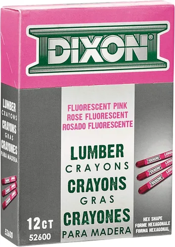 Vista 3 de Dixon Crayones industriales para marcado de madera, 4.5 x 1/2 pulgadas, hexagonal, rosa, paquete de 12 (52600)