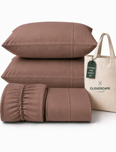 Vista 78 de CLOUDSCAPE LINEN 400TC 100% Egyptian Cotton Luxury Twin Bed Sheets - White
