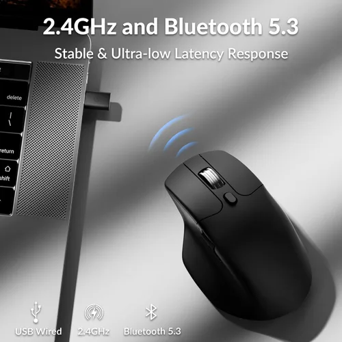Vista 15 de Keychron M6 All Silent Wireless Gaming Optical Mouse, Tri-Mode 2.4 GHz/Bluetooth 5.3/Wired, PixArt 3395 Sensor, 26000 DPI, Ergonomic Lightweight