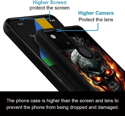 Vista 1791 de Compatible con Google Pixel 4A 5G Mobile Case Creative Acrylic Panel trasero Silicona Protección Grip especialmente diseñado para Google Pixel 4A 5G