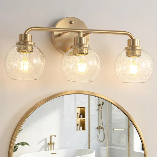 Vista 15 de Lámpara de tocador cromada para baño, 3 luces plateadas Cromado
