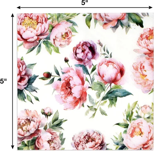 Vista 3 de Gift Boutique 100 servilletas de cóctel de peonía de rubor desechables de papel de decoupage flor postre servilleta para primavera verano vajilla
