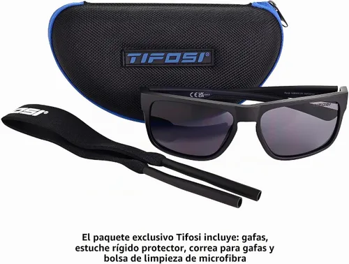 Vista 4 de Tifosi Swick Sunglasses Bundle with Case & Eyewear Strap 100% UVA/UVB, shatterproof polycarbonate. Includes hard case & strap, hydrophilic nose