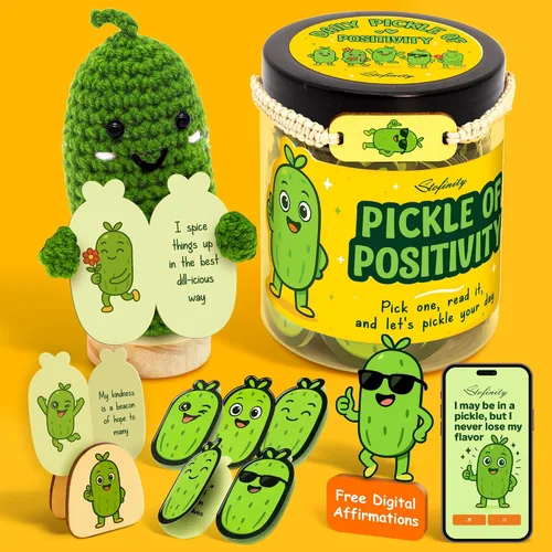 Vista 11 de Stofinity Tarro de 60 tarjetas de afirmación de pepinillos positivos – Regalo de aliento, positividad y apoyo emocional para niñas adolescentes