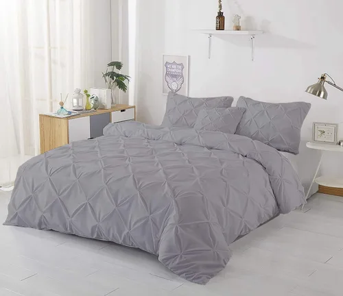 Vista 21 de Lujosa funda de edredón plisada de 1 pieza, tamaño matrimonial/queen (90 x 90 pulgadas), 100% algodón egipcio de 800 hilos, con cierre de cremallera
