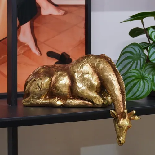 Vista 8 de Braxio Estatua de elefante para decoración del hogar, escultura abstracta de elefante dorado de resina para estantes, escritorio, mesa, oficina