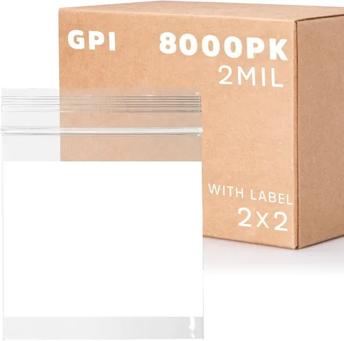Vista 7 de GPI - Mini bolsas con cremallera de 1 x 1 pulgada, paquete de 100 bolsas de plástico transparente con cierre con cremallera con bloque blanco