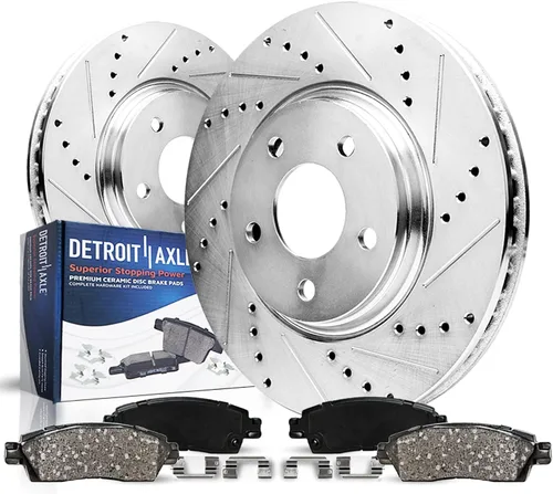 Vista 5 de Detroit Axle - Rotores de freno perforados traseros + repuesto de pinza de freno de disco trasera izquierda para Acura TL Honda Element - Juego de 3