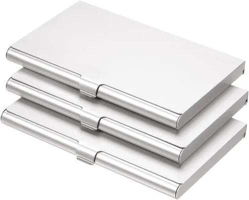 Vista 7 de PATIKIL Portatarjetas de visita, 3 piezas de aleación de aluminio, funda delgada para tarjetas de nombre para mujeres y hombres, color negro